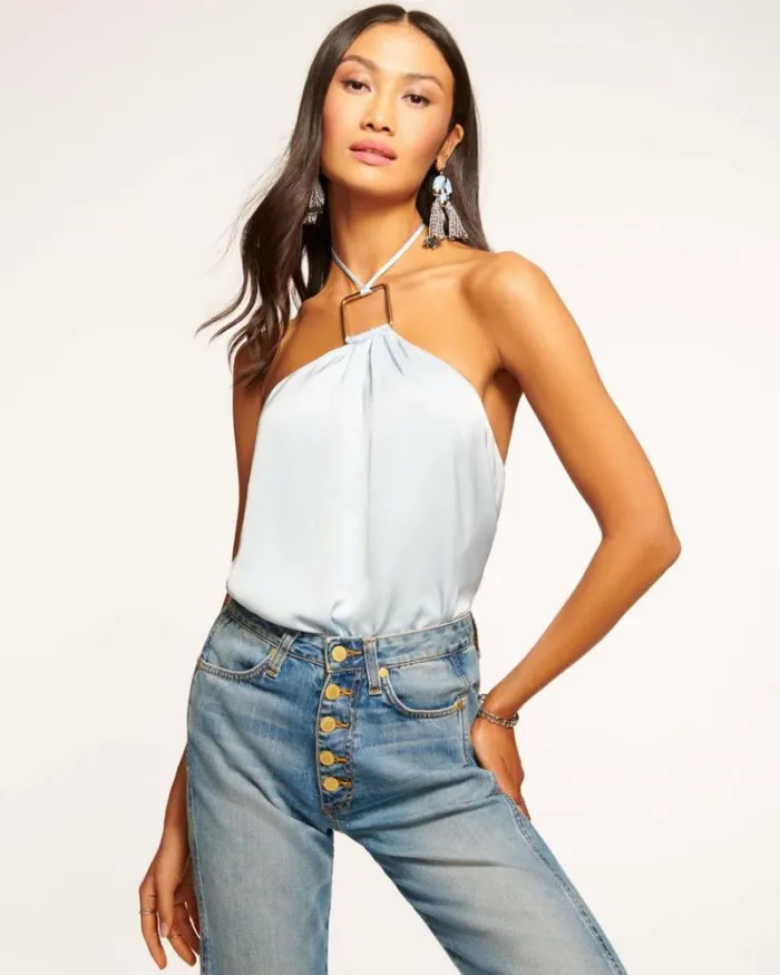 Ramy Brook Tops Women Devin Halter Top Crystal Blue