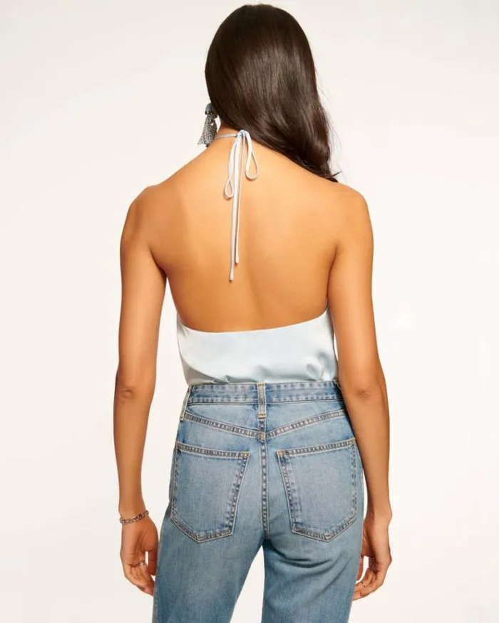 Ramy Brook Tops Women Devin Halter Top Crystal Blue