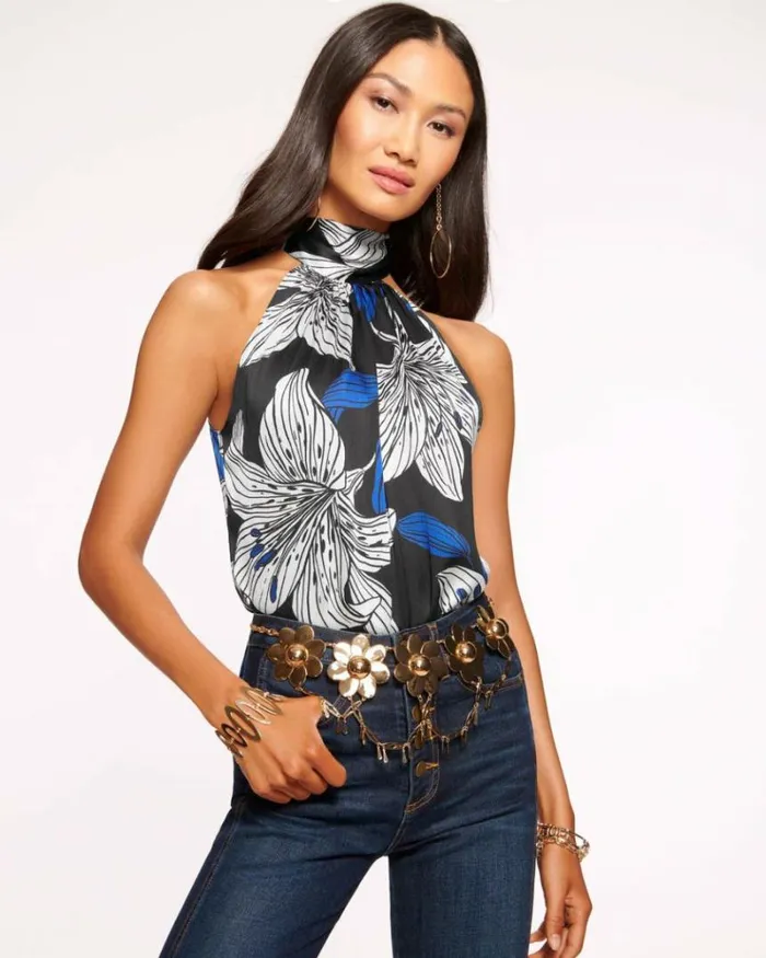 Ramy Brook Tops Women Lori High Neck Tank Top Black Lily