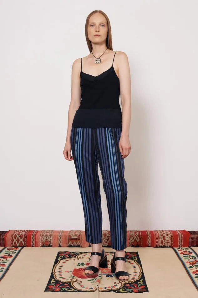 Raquel Allegra Black Fulani Tank Top Women Tops