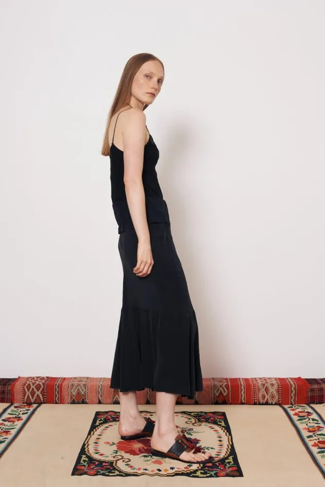 Raquel Allegra Black Fulani Tank Top Women Tops