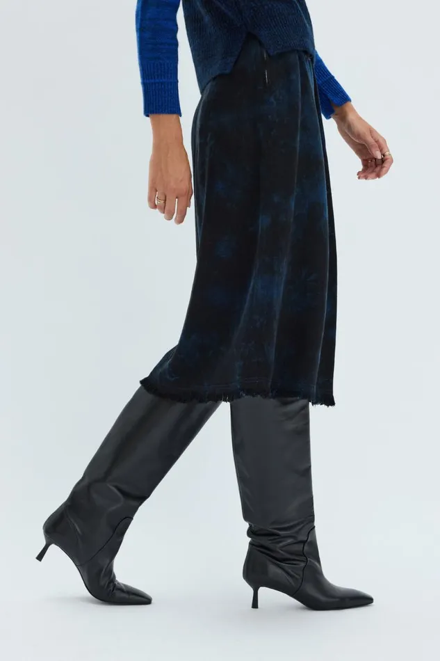 Raquel Allegra Dark Indigo Denim Aurora Skirt Women Dresses