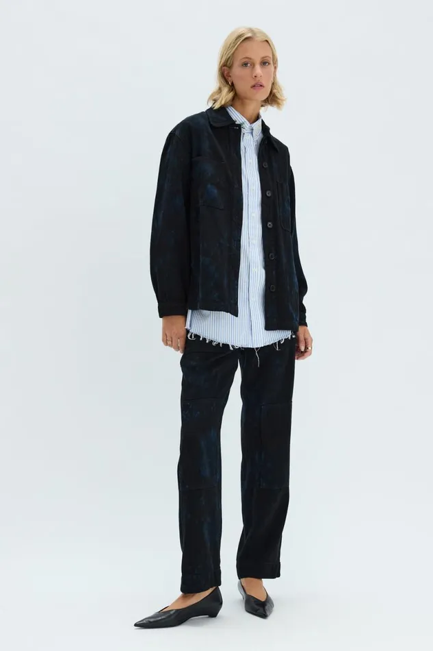 Raquel Allegra Dark Indigo Denim Explorer Jacket Women Dresses