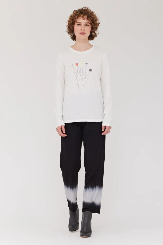 Raquel Allegra Dirty White Cosmic Hand Tilda Tee Women Tops