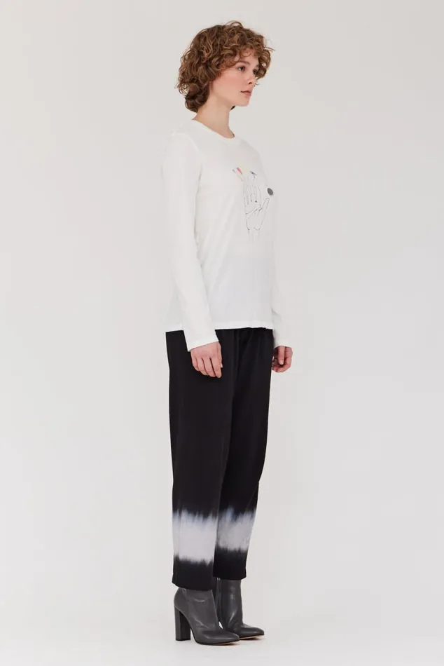 Raquel Allegra Dirty White Cosmic Hand Tilda Tee Women Tops