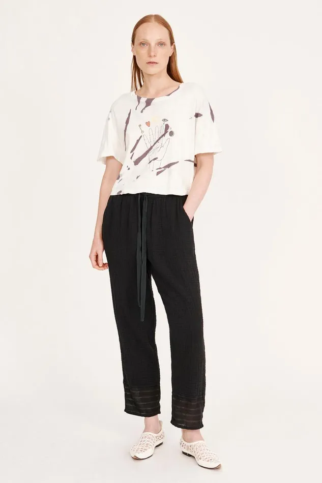 Raquel Allegra Gauze Black Overland Pant Women Bottoms