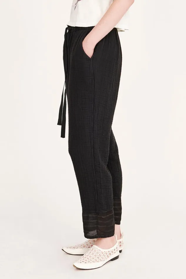 Raquel Allegra Gauze Black Overland Pant Women Bottoms