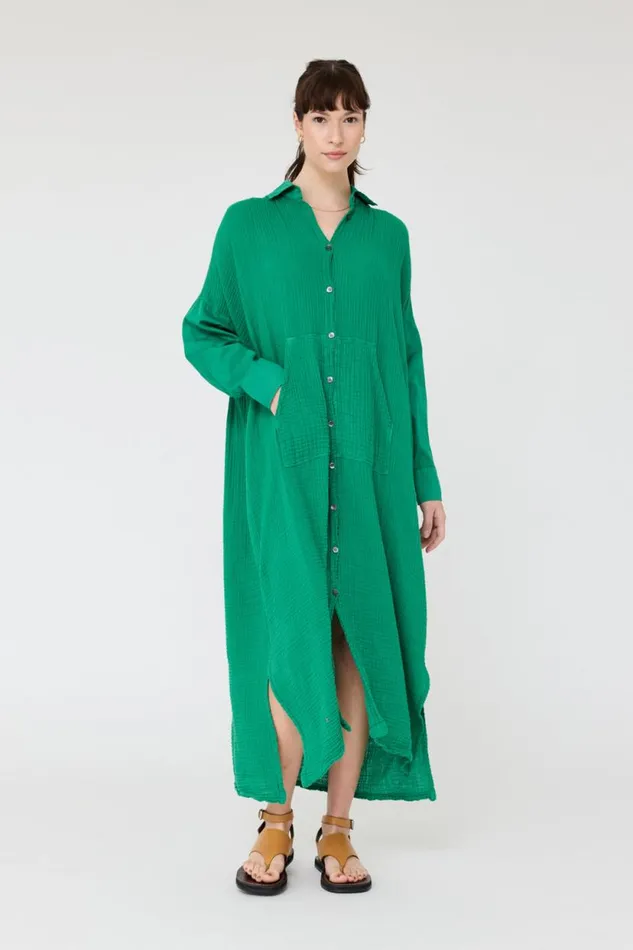 Raquel Allegra Gauze Jade Caftan Dress Women Dresses