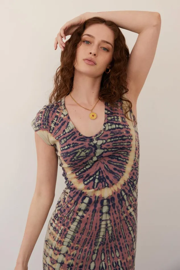 Raquel Allegra Jasper And Navy Zanzibar Midi Dress Women Dresses