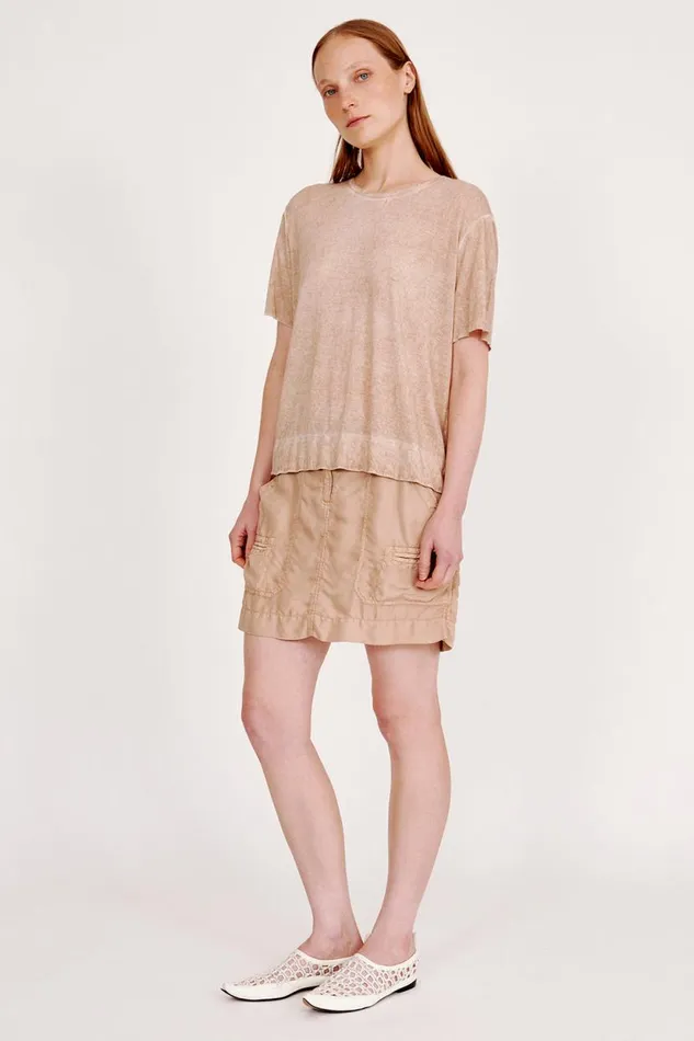 Raquel Allegra Khaki Boxy Tee Women TShirts