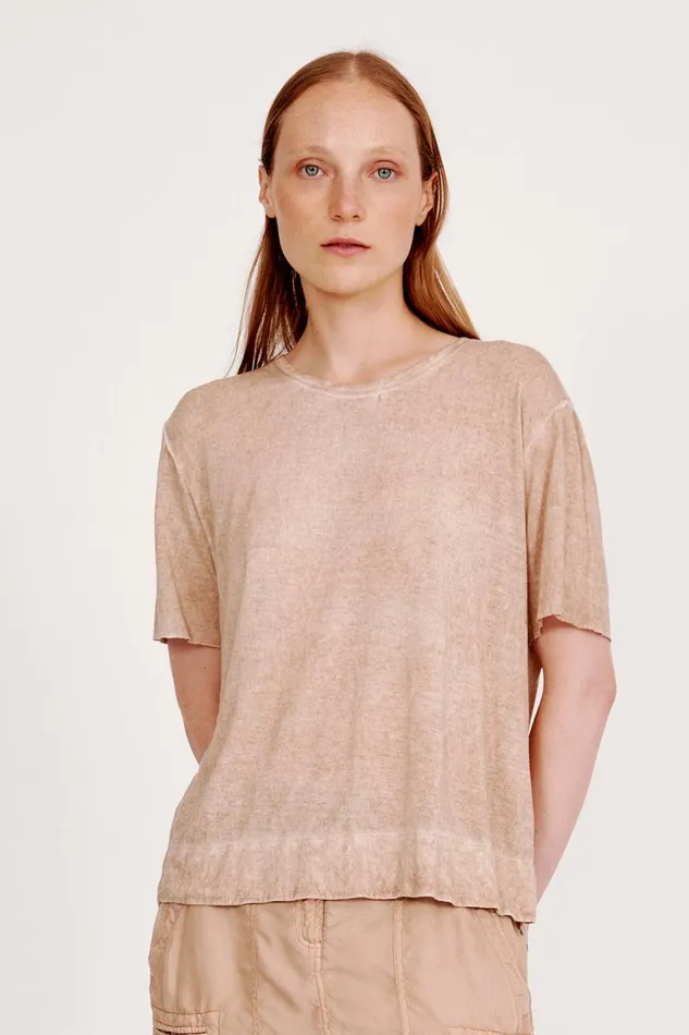 Raquel Allegra Khaki Boxy Tee Women TShirts