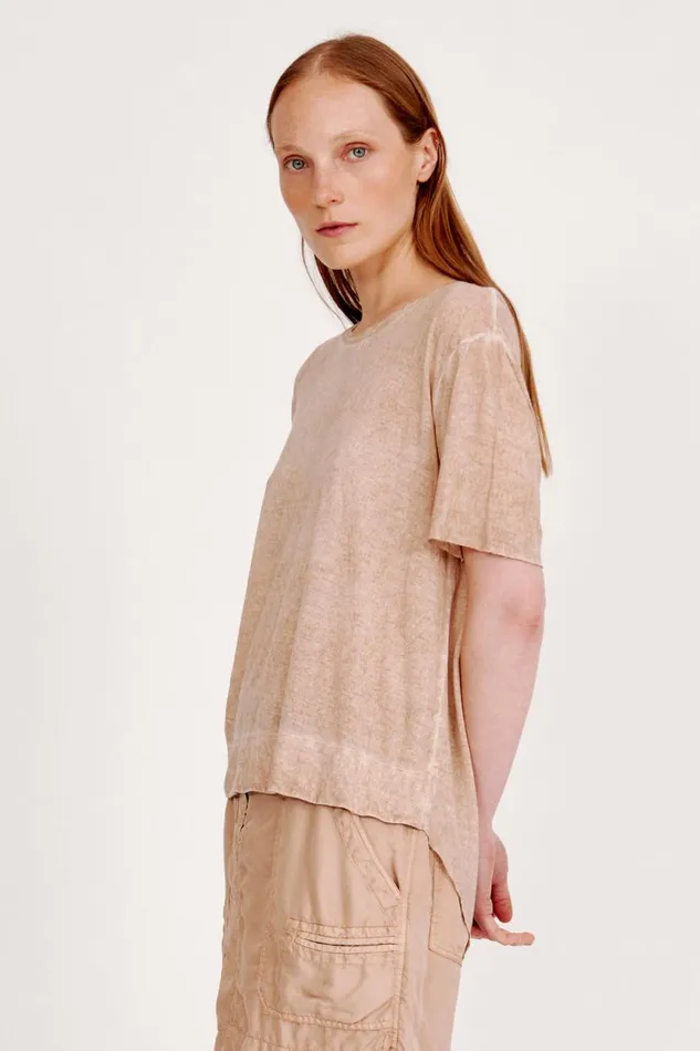 Raquel Allegra Khaki Boxy Tee Women TShirts