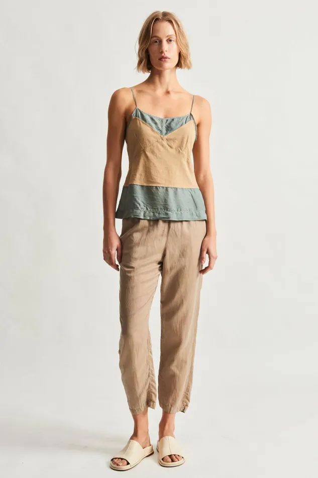 Raquel Allegra Khaki Fulani Tank Top Women Tops
