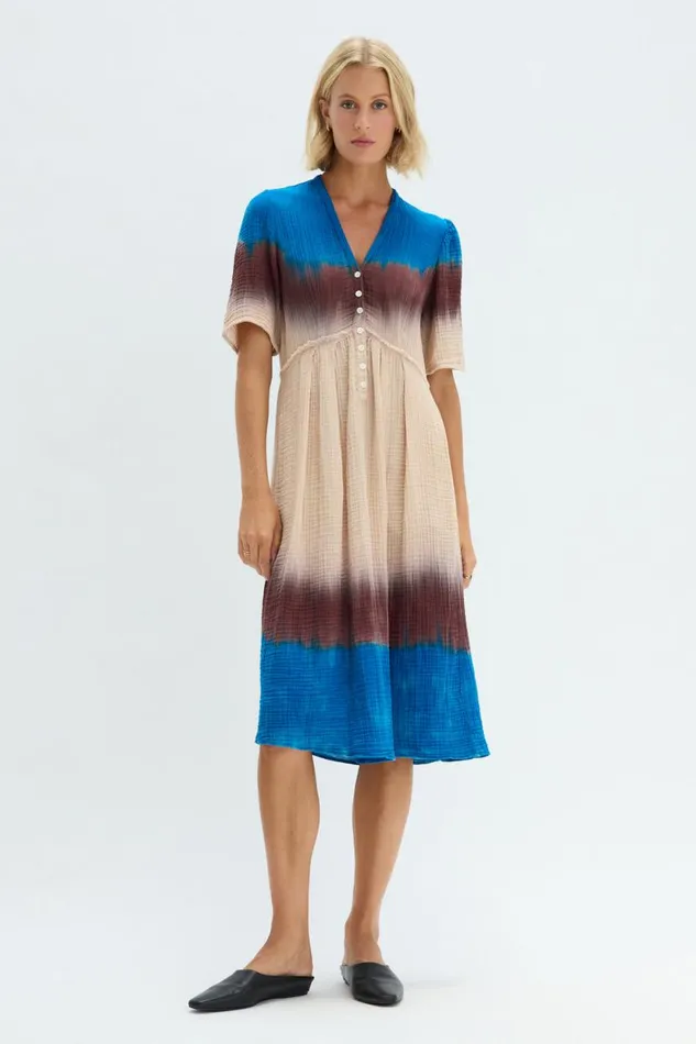 Raquel Allegra Lapis Multi Dual Gauze Garden Dress Women Jackets