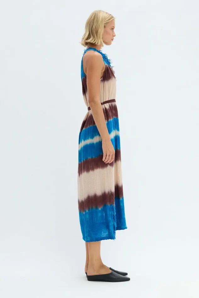 Raquel Allegra Lapis Multi Dual Gauze Halter Dress Women Jackets