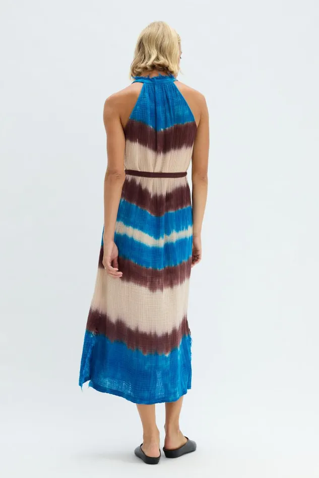 Raquel Allegra Lapis Multi Dual Gauze Halter Dress Women Jackets