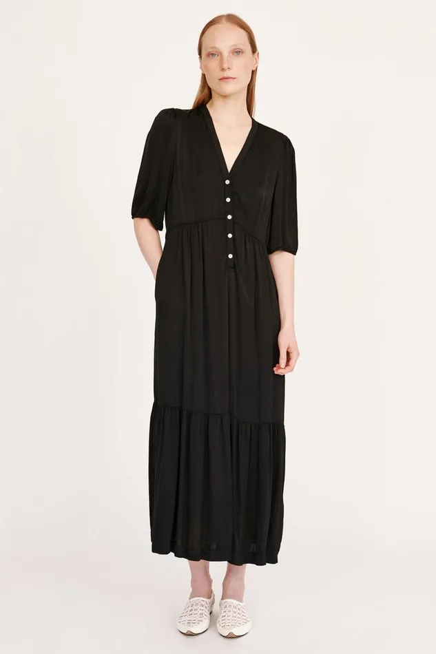 Raquel Allegra Pebble Satin Black Perfect Dress Women Dresses