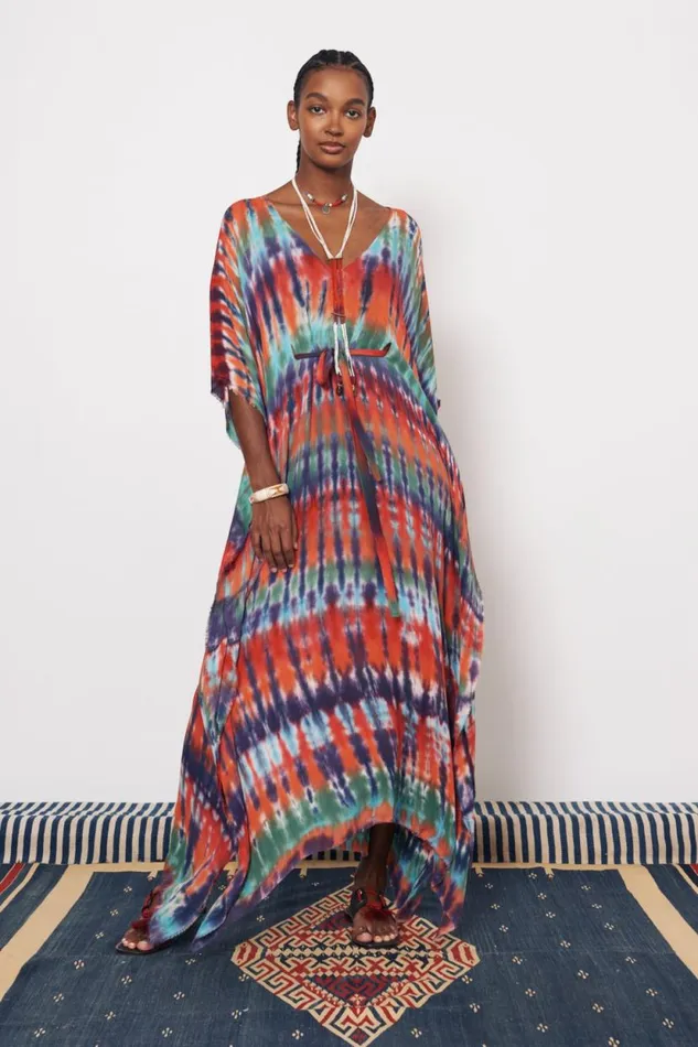 Raquel Allegra Rainbow Kigali Silk Caftan Women Dresses
