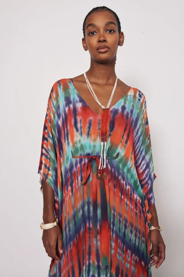 Raquel Allegra Rainbow Kigali Silk Caftan Women Dresses