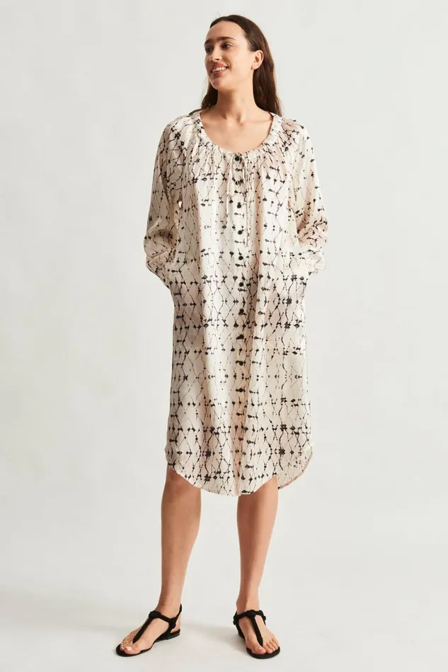 Raquel Allegra Silk Charmeuse Diamond Cream Masai Midi Dress Women Dresses