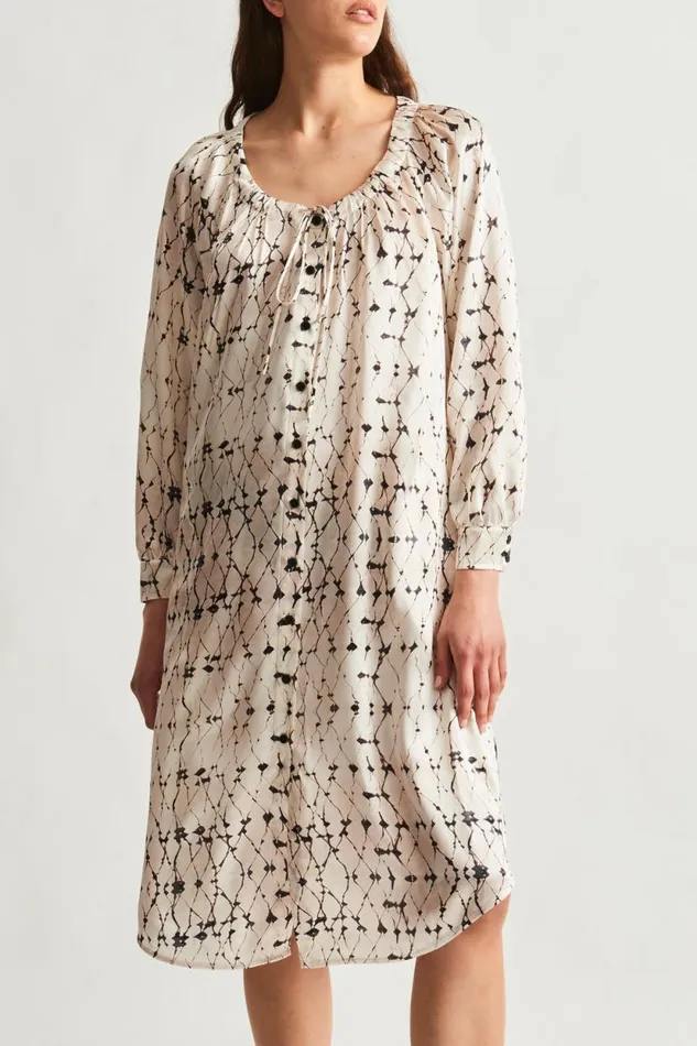 Raquel Allegra Silk Charmeuse Diamond Cream Masai Midi Dress Women Dresses