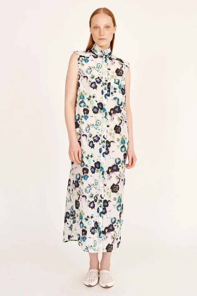 Raquel Allegra Silk Voile White Floral Highland Dress Women Dresses