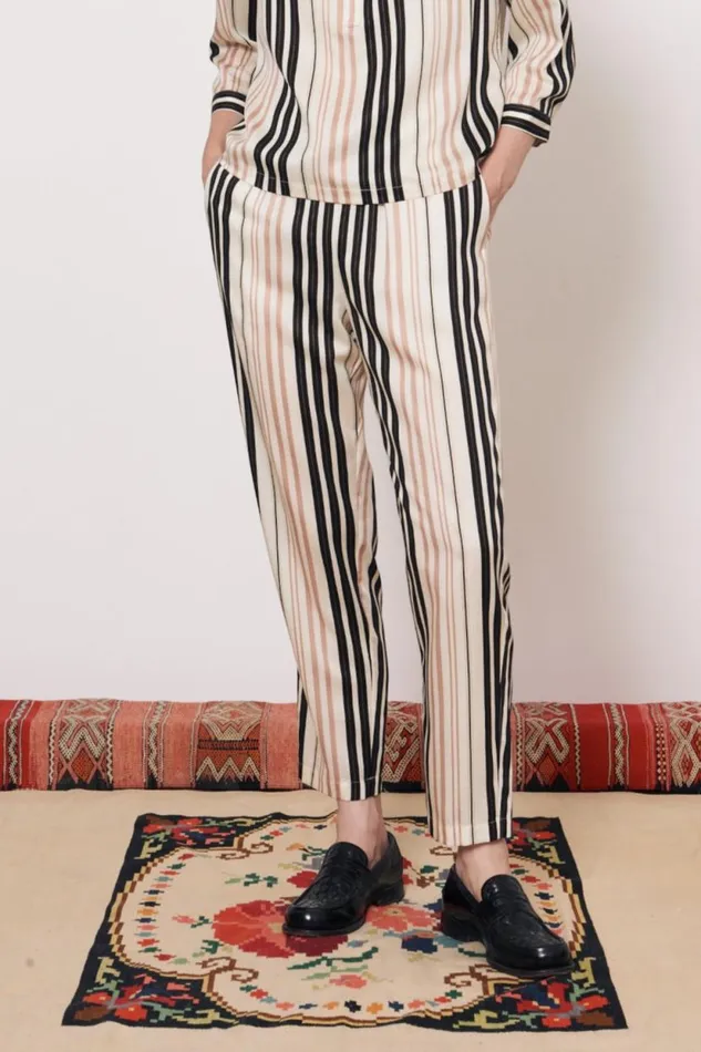 Raquel Allegra Sueded Tencel Savanna Ecru Fez Pant Women Bottoms
