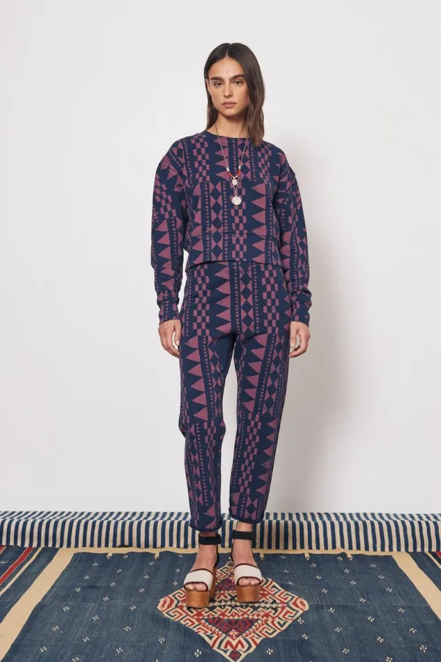 Raquel Allegra Tribal Geo Midnight and Jasper Joberg Sweatshirt Women Tops