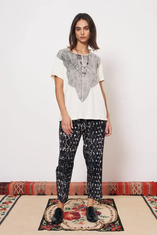 Raquel Allegra Vintage Fleece Dirty White Kibo Tee Women Tops