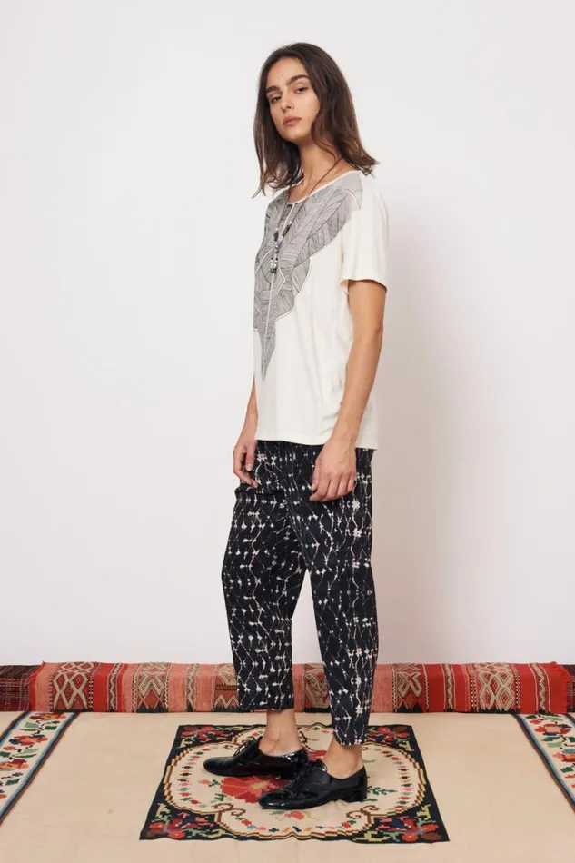 Raquel Allegra Vintage Fleece Dirty White Kibo Tee Women Tops
