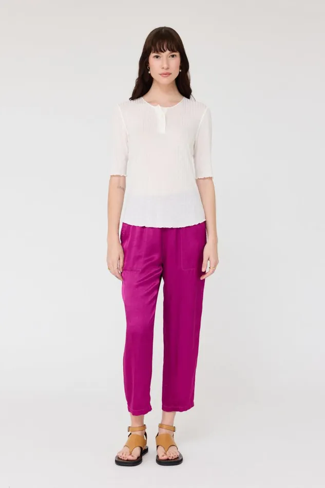 Raquel Allegra Washed White Henley Zulu Top Women Tops