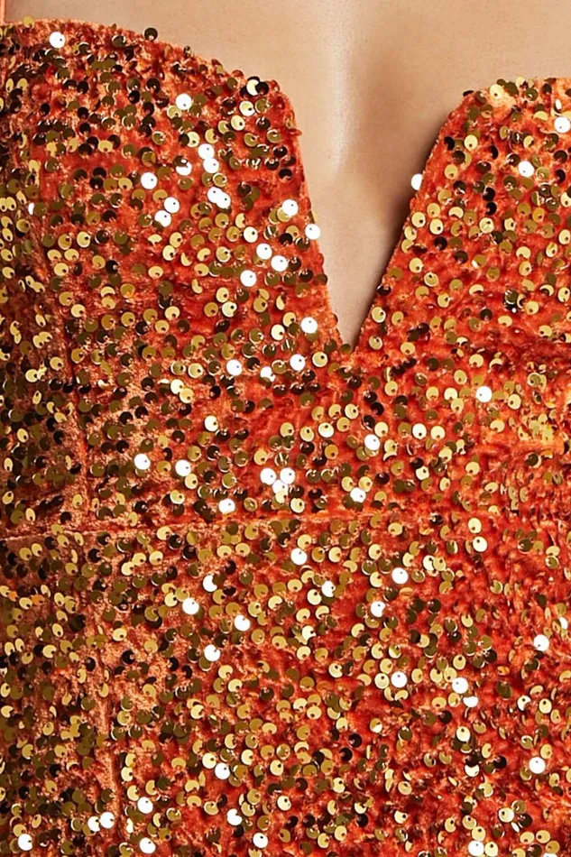 Rayner Midi Dress 8211 V Bar Sequin Bodycon Dress In Copper Women Showpo Dresses