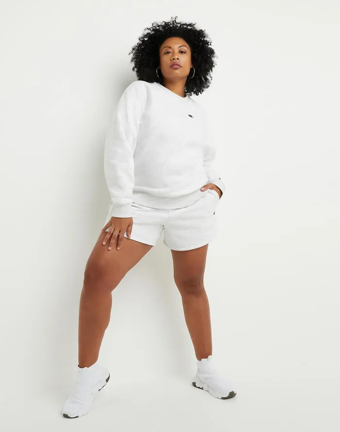 Reverse Weave Crewneck Sweatshirt C Logo Plus Size Silver Grey Women Champion Hoodies and Sweatshirts