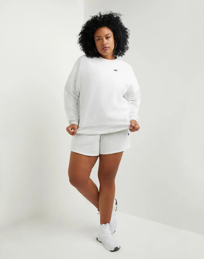Reverse Weave Crewneck Sweatshirt C Logo Plus Size Silver Grey Women Champion Hoodies and Sweatshirts