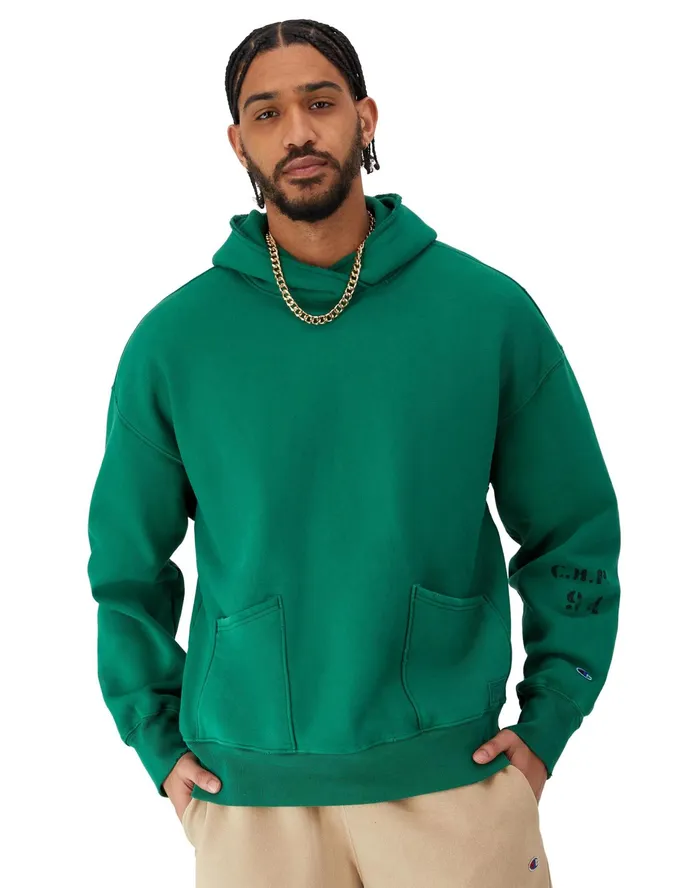 Reverse Weave Crossover Hoodie Ink Stamped Time Capsule Athletic Dark Green Men Champion Hoodies and Sweatshirts Reverse Weave Crossover Hoodie Ink Stamped Time Capsule Athletic Dark Green Men Champion Hoodies and Sweatshirts