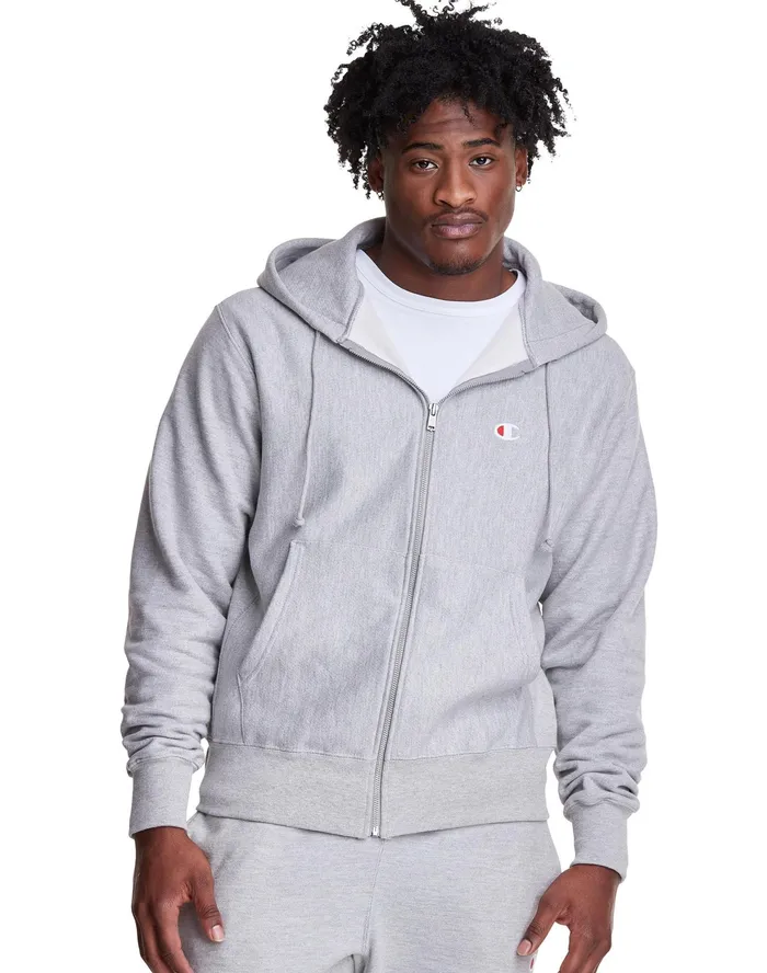 Reverse Weave Full Zip Hoodie Embroidered C Logo Oxford Grey Men Champion Hoodies and Sweatshirts Reverse Weave Full Zip Hoodie Embroidered C Logo Oxford Grey Men Champion Hoodies and Sweatshirts