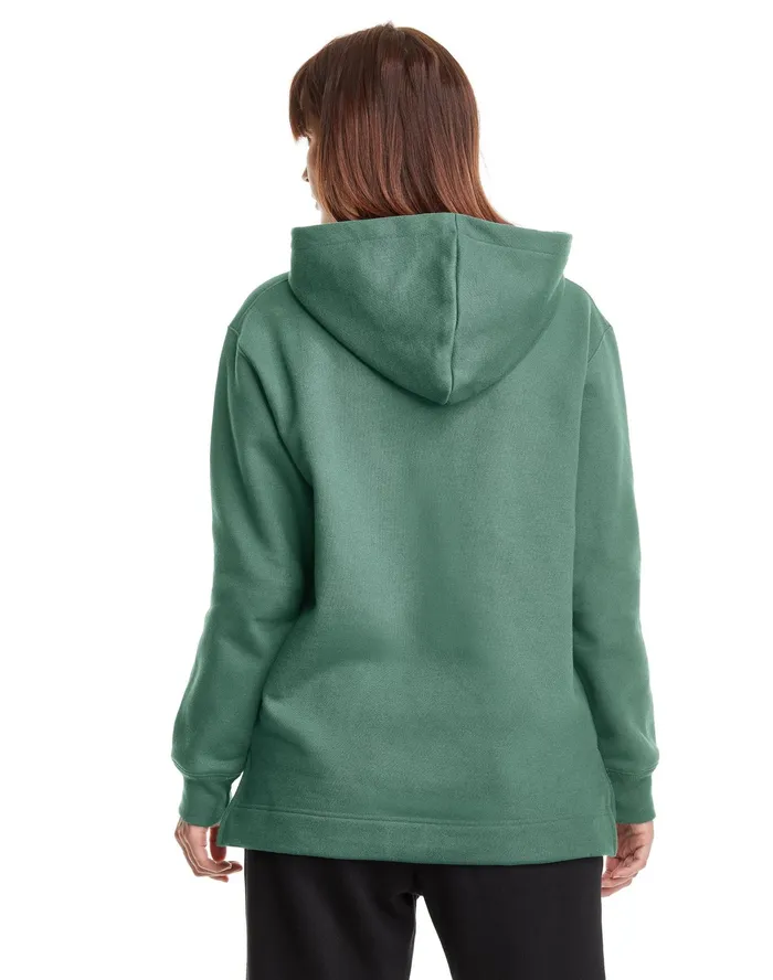 Reverse Weave Hoodie Split Hem Deep Green Palm Women Champion Hoodies and Sweatshirts