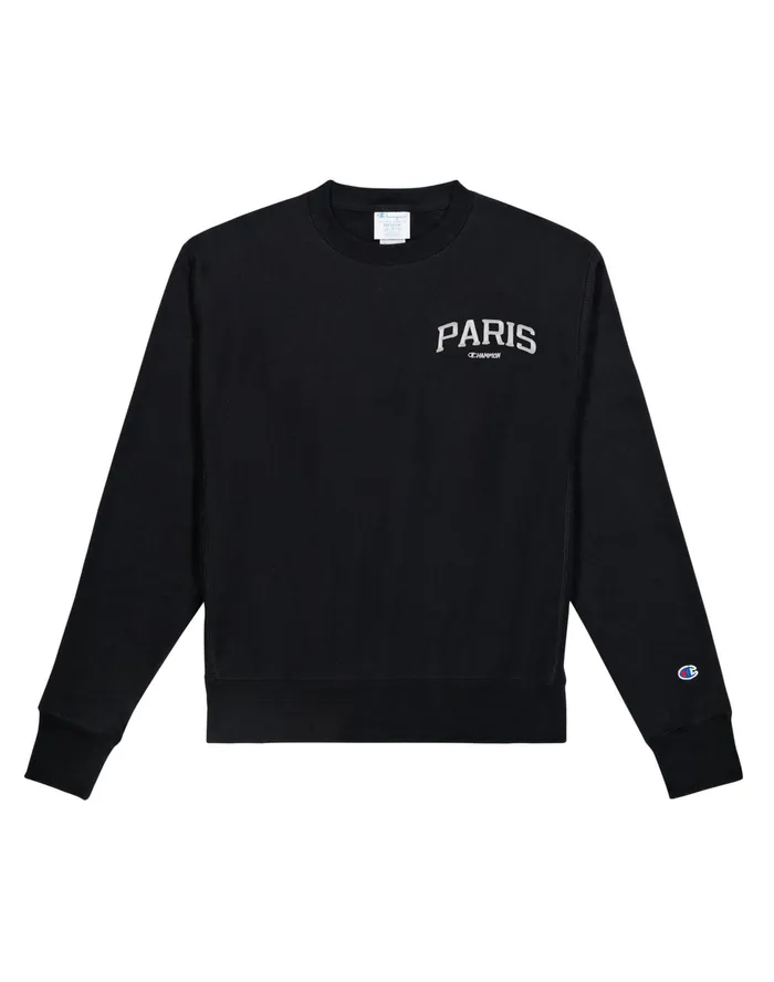 Reverse Weave Oversized Crewneck Sweatshirt Paris Black Women Champion Hoodies and Sweatshirts Reverse Weave Oversized Crewneck Sweatshirt Paris Black Women Champion Hoodies and Sweatshirts
