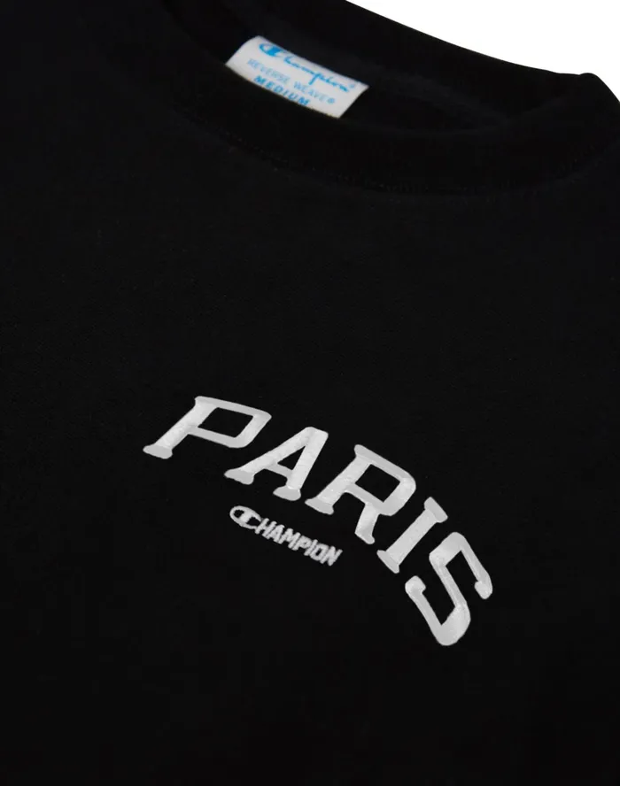 Reverse Weave Oversized Crewneck Sweatshirt Paris Black Women Champion Hoodies and Sweatshirts