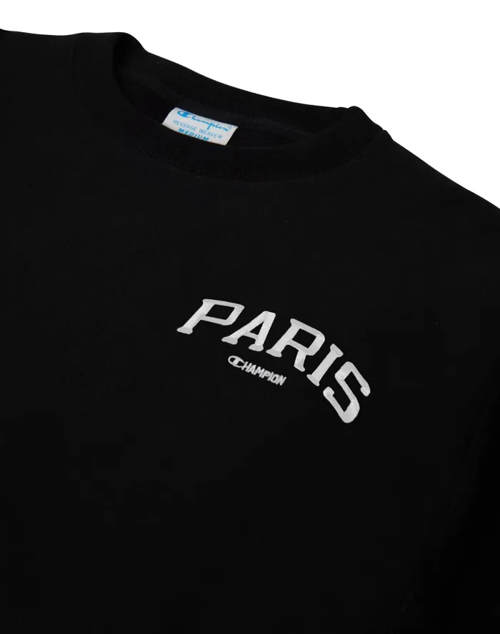 Reverse Weave Oversized Crewneck Sweatshirt Paris Black Women Champion Hoodies and Sweatshirts
