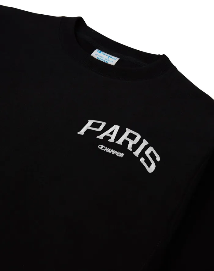 Reverse Weave Oversized Crewneck Sweatshirt Paris Black Women Champion Hoodies and Sweatshirts