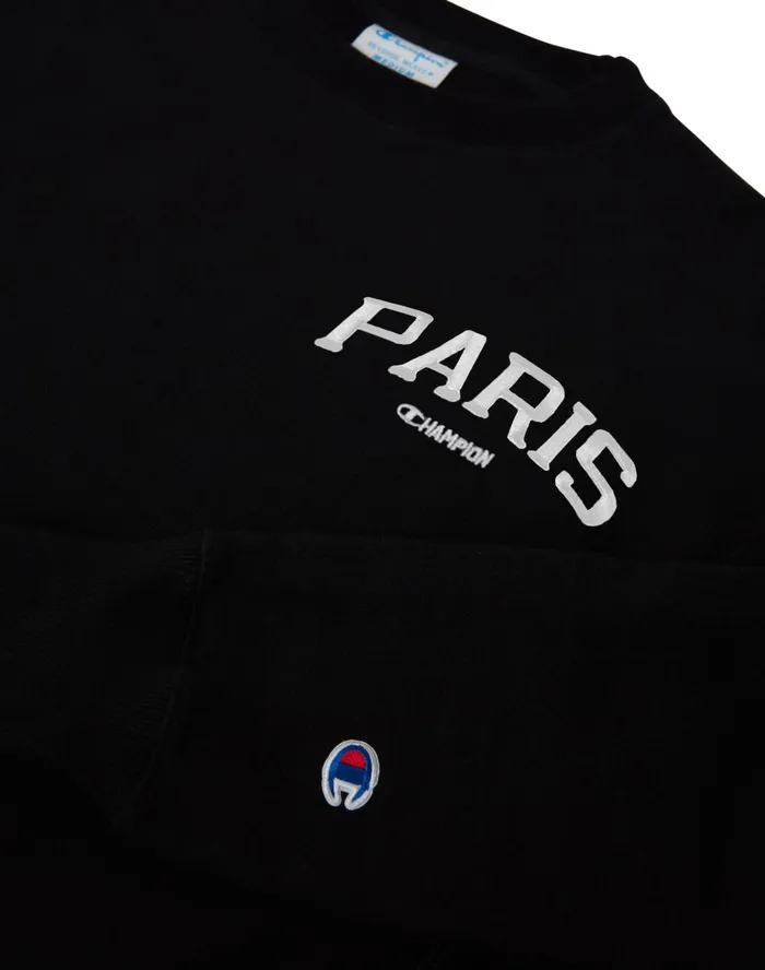 Reverse Weave Oversized Crewneck Sweatshirt Paris Black Women Champion Hoodies and Sweatshirts