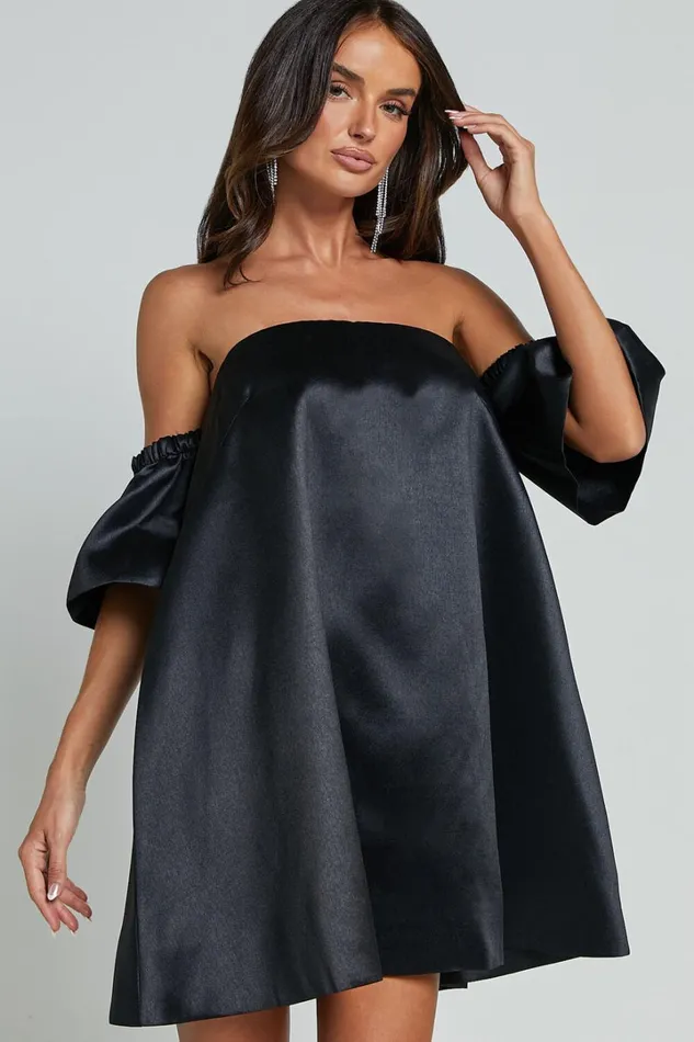 Rhaella Mini Dress 8211 Off Shoulder Puff Sleeve Structured Mini Dress In Black Women Showpo Dresses Rhaella Mini Dress 8211 Off Shoulder Puff Sleeve Structured Mini Dress In Black Women Showpo Dresses