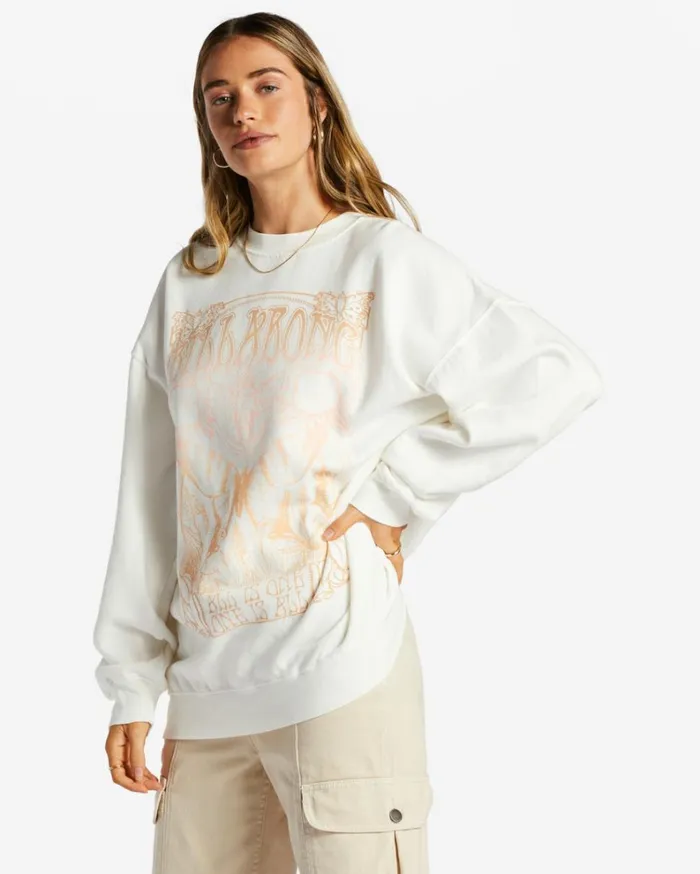 Ride In Oversized Crewneck Sweatshirt Salt Crystal 4 Women Billabong Sweatshirts and Fleece