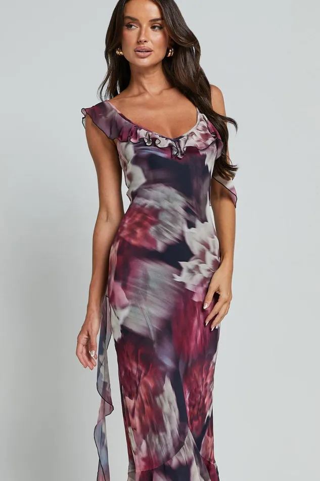 Riley Maxi Dress 8211 Asymmetric Ruffle Detail Maxi Dress In Mariache Rose Women Showpo Dresses