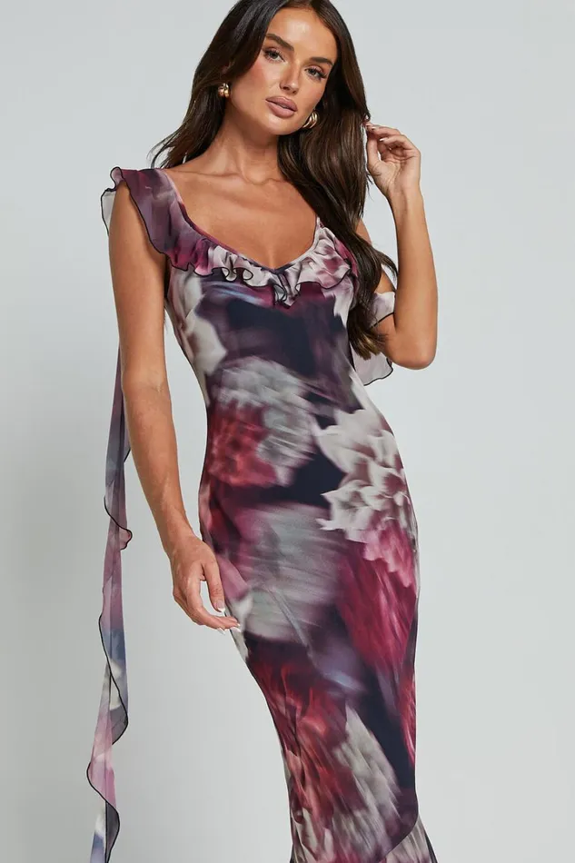 Riley Maxi Dress 8211 Asymmetric Ruffle Detail Maxi Dress In Mariache Rose Women Showpo Dresses