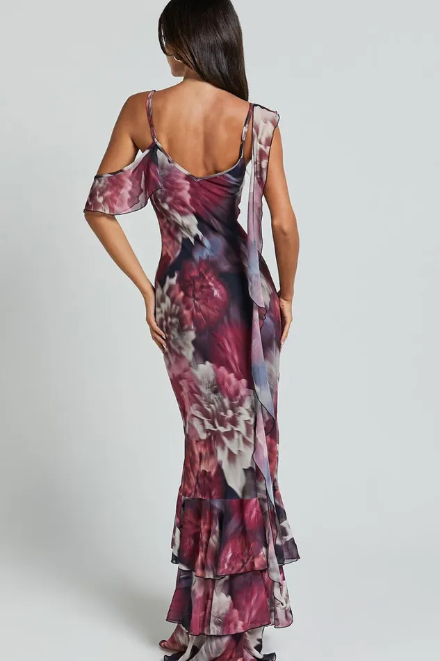 Riley Maxi Dress 8211 Asymmetric Ruffle Detail Maxi Dress In Mariache Rose Women Showpo Dresses