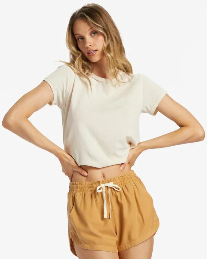 Road Trippin Elastic Waist Shorts Cosmic Khaki Women Billabong Essentials