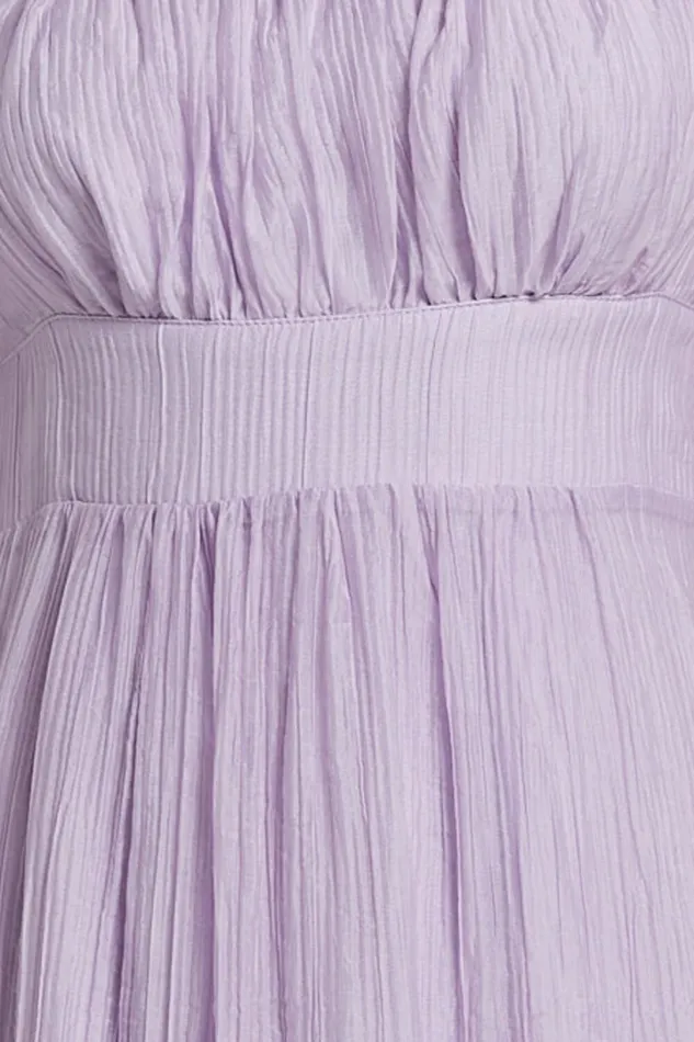 Roshina Midi Dress 8211 Straight Neck Puff Sleeve Dress In Lavender Women Showpo Curve Clothes