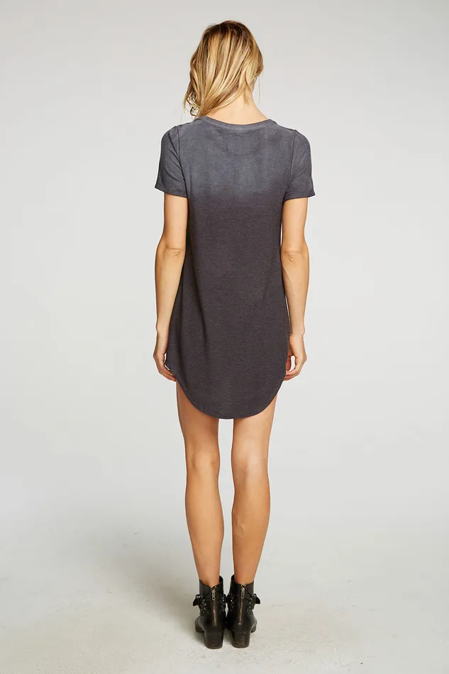 Rpet Cozy Knit Short Sleeve Hi Lo Shirttail Tee Dress Loungewear Chaser Brand Womens